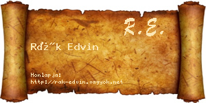 Rák Edvin névjegykártya